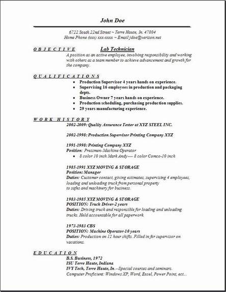 lab technician resume format free download
