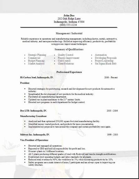 Management Resume Occupational Examples Samples Free Edit With Word