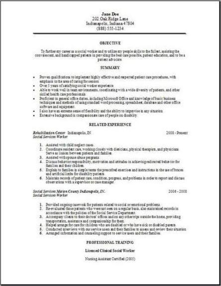 resume objective examples social services